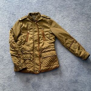 Zara Olive Green Quilted Military Jacket